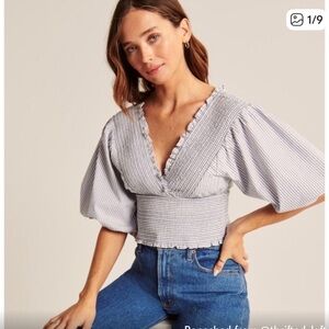 Abercrombie + Fitch Puff Sleeve Top MEDIUM spring staple